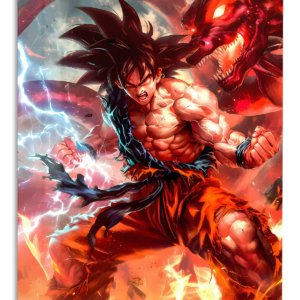 Dragon Flame Warrior – Premium Metal Wall Art