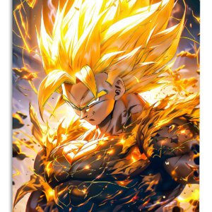 Golden Energy Warrior – Premium Metal Wall Art