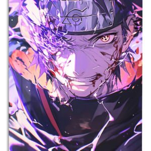 Shattered Violet Ninja – Premium Metal Wall Art