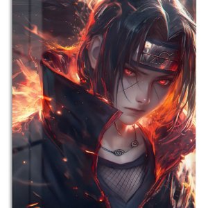 Ember-Eyed Shadow Warrior – Premium Metal Wall Art