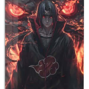 Crimson Symbol Shadow Warrior – Premium Metal Wall Art