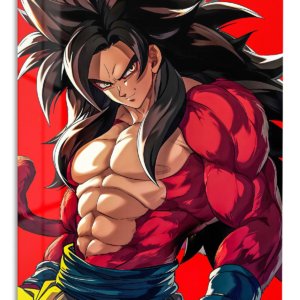 Crimson-Furred Warrior Portrait – Premium Metal Wall Art