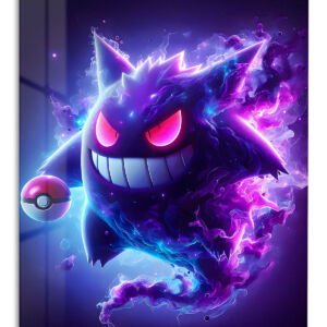 Neon Phantom Grin – Premium Metal Wall Art