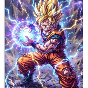 Lightning Sphere Warrior – Premium Metal Wall Art