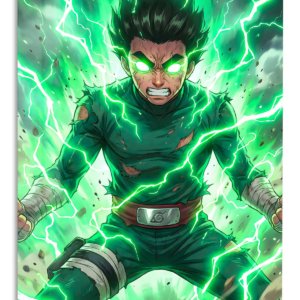 Emerald Lightning Warrior – Premium Metal Wall Art