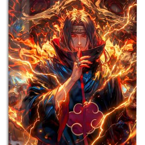 Flamebound Shadow Warrior – Premium Metal Wall Art