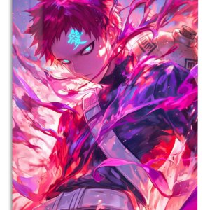 Crimson Aura Warrior – Premium Metal Wall Art