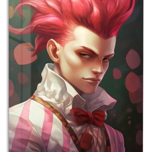 Crimson Quiff Portrait – Premium Metal Wall Art