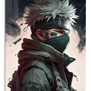 Silver-Haired Tactical Guardian – Premium Metal Wall Art