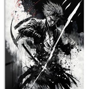 Flame-Born Suited Fighter – Premium Metal Wall Art
