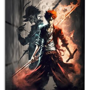 Crimson-Eyed Shadow Warrior – Premium Metal Wall Art