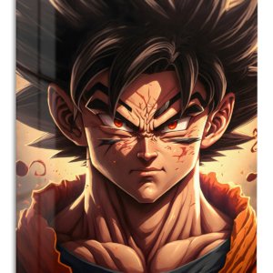 Crimson Gaze Warrior – Premium Metal Wall Art
