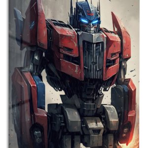 Crimson Sentinel Robot – Premium Metal Wall Art