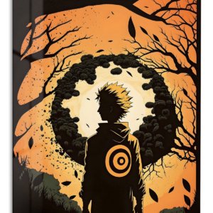 Autumn Forest Warrior Silhouette – Premium Metal Wall Art