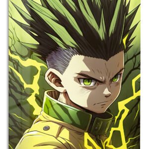 Green-Eyed Lightning Warrior – Premium Metal Wall Art