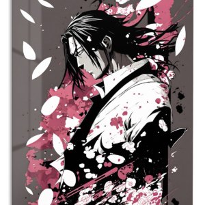 Crimson Petal Warrior – Premium Metal Wall Art