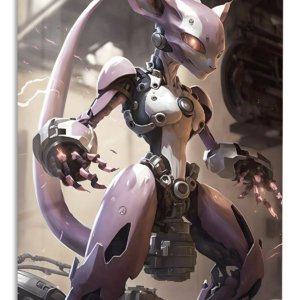 Lavender Cybernetic Guardian – Premium Metal Wall Art