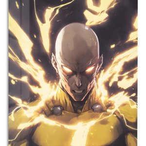 Golden Lightning Warrior – Premium Metal Wall Art