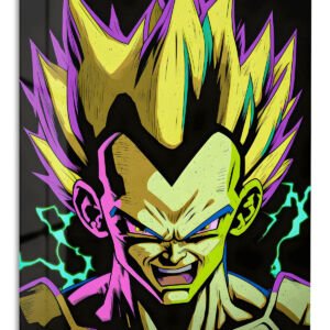 Neon Lightning Warrior – Premium Metal Wall Art