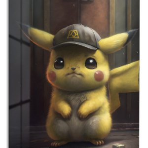 Yellow Mouse in an Emblem Cap – Premium Metal Wall Art