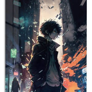 Shattered Neon Alley – Premium Metal Wall Art