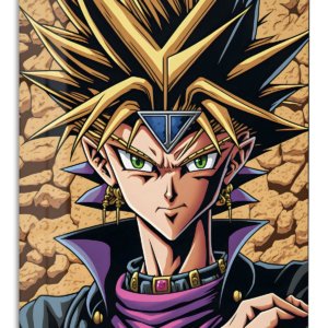 Golden-Haired Fantasy Warrior Portrait – Premium Metal Wall Art