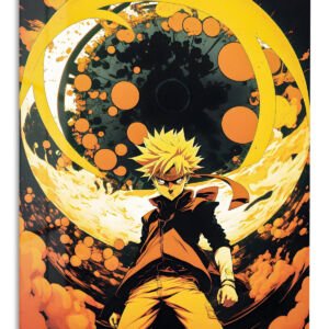 Golden Vortex Warrior – Premium Metal Wall Art