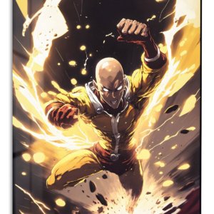 Golden Impact Hero – Premium Metal Wall Art
