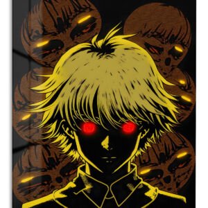 Red-Eyed Shadow Figure – Premium Metal Wall Art