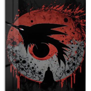 Crimson Moon Raven – Premium Metal Wall Art