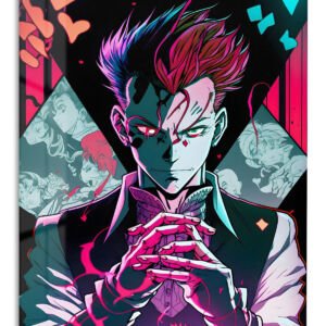 Neon Trickster Portrait – Premium Metal Wall Art