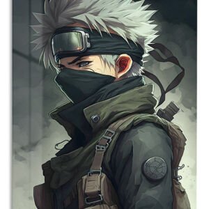 Silver-Haired Tactical Warrior – Premium Metal Wall Art