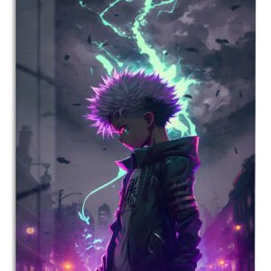 Neon Storm Wanderer – Premium Metal Wall Art