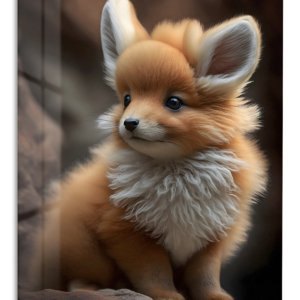 Golden Fox Kitten Portrait – Premium Metal Wall Art