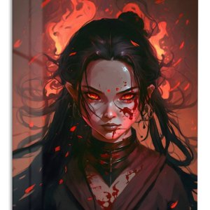 Ember-Eyed Warrior – Premium Metal Wall Art