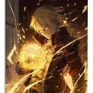 Golden Arcane Warrior – Premium Metal Wall Art