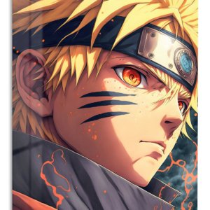 Fox-Eyed Ninja Portrait – Premium Metal Wall Art