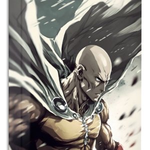 Bald Hero in a Storm – Premium Metal Wall Art