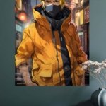 Masked Ninja in Golden Jacket metal wall art print, view 4