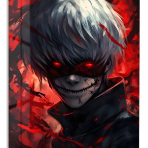 Crimson Grin Shadow Warrior – Premium Metal Wall Art
