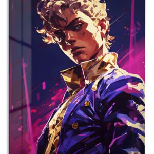 Neon Gaze Warrior Portrait – Premium Metal Wall Art