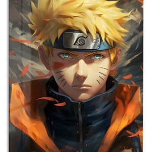 Golden-Haired Ninja Portrait – Premium Metal Wall Art