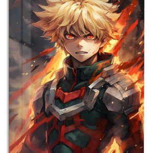 Blazing Hero Portrait – Premium Metal Wall Art