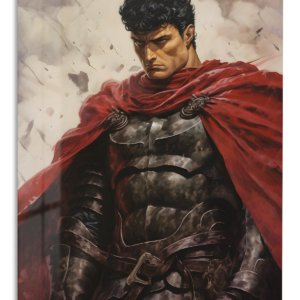 Crimson Cloak Warrior – Premium Metal Wall Art