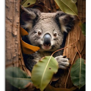 Curious Koala in the Gum Trees – Premium Metal Wall Art