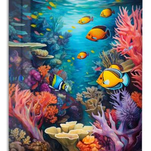 Tropical Reef Fish Garden – Premium Metal Wall Art