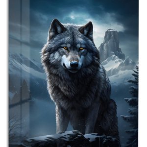 Winter Wolf Sentinel – Premium Metal Wall Art