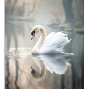 Graceful Swan Reflection – Premium Metal Wall Art