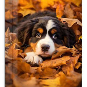 Autumn Leaf Puppy – Premium Metal Wall Art