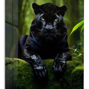 Emerald-Eyed Black Panther – Premium Metal Wall Art